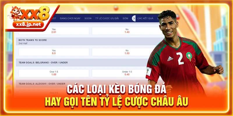 Các loại kèo bóng đá hay gọi tên tỷ lệ cược châu Âu